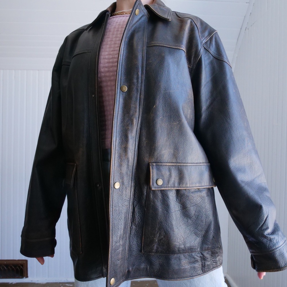 90s/y2k Territory Ahead leather‎ chore coat